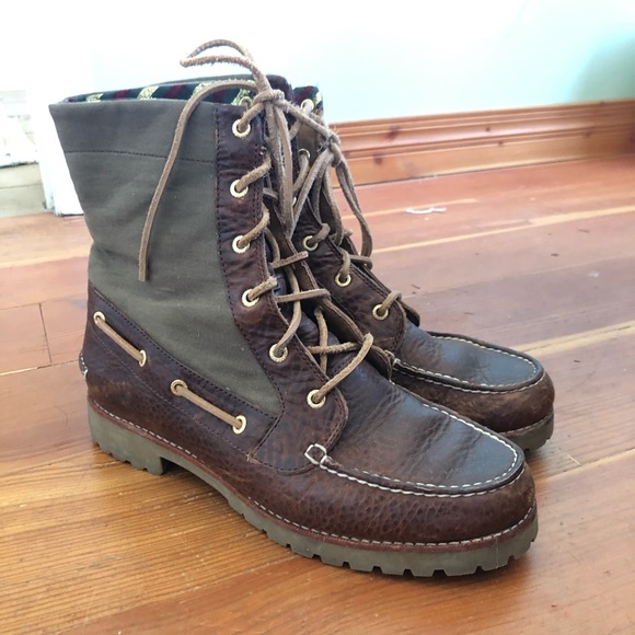 Sperry Shoes - Sperry Leather Canvas Top Sider Lace Up Boots 8.5